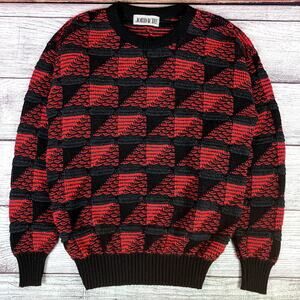 Vintage 1990s Jordache Red & Black Striped Sweater
